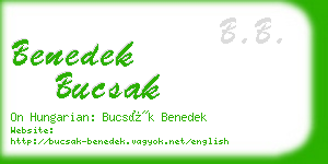 benedek bucsak business card